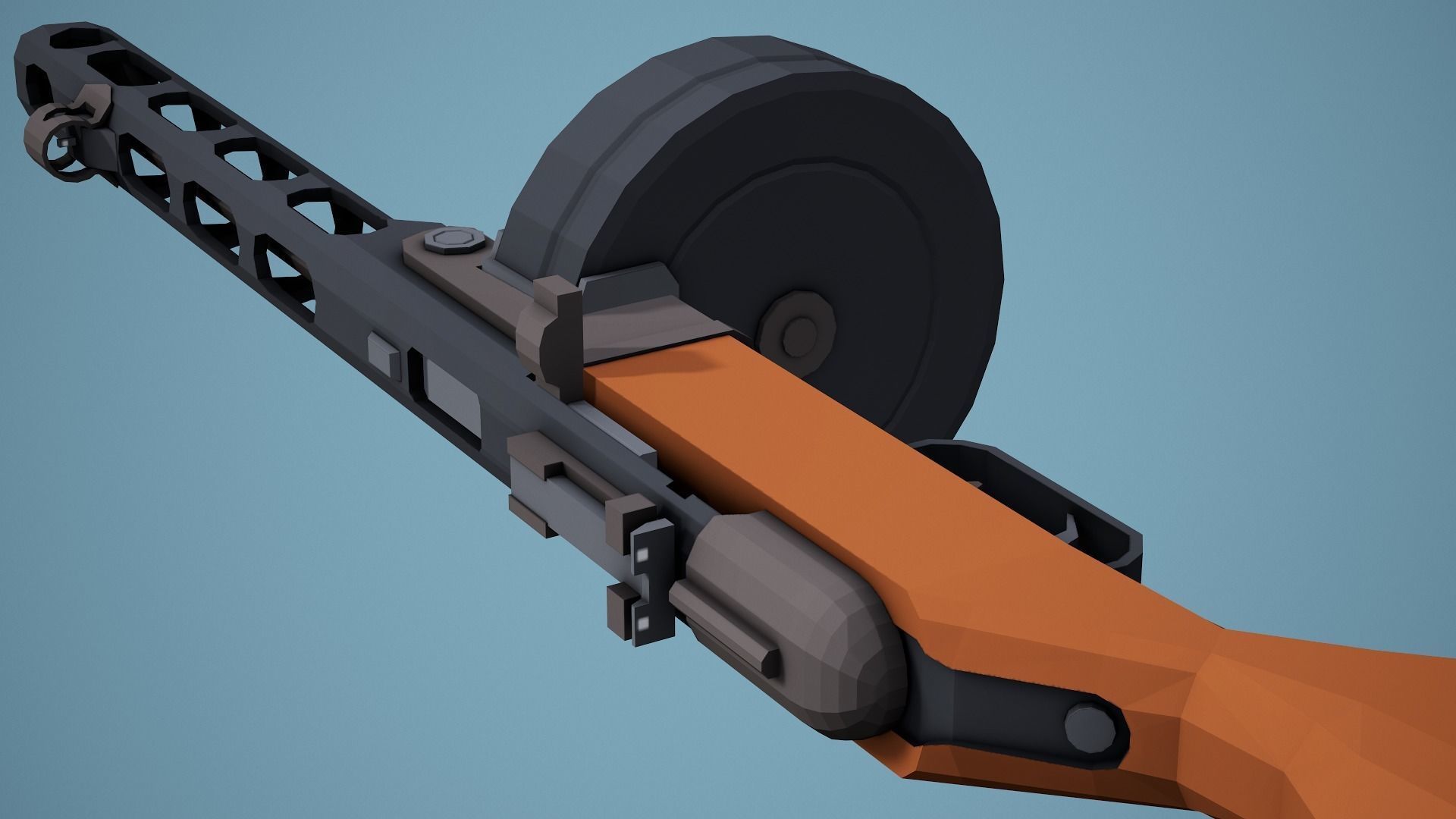 Stylized Ppsh-41 SMG Low Poly Game Ready Low-poly 3D model_11