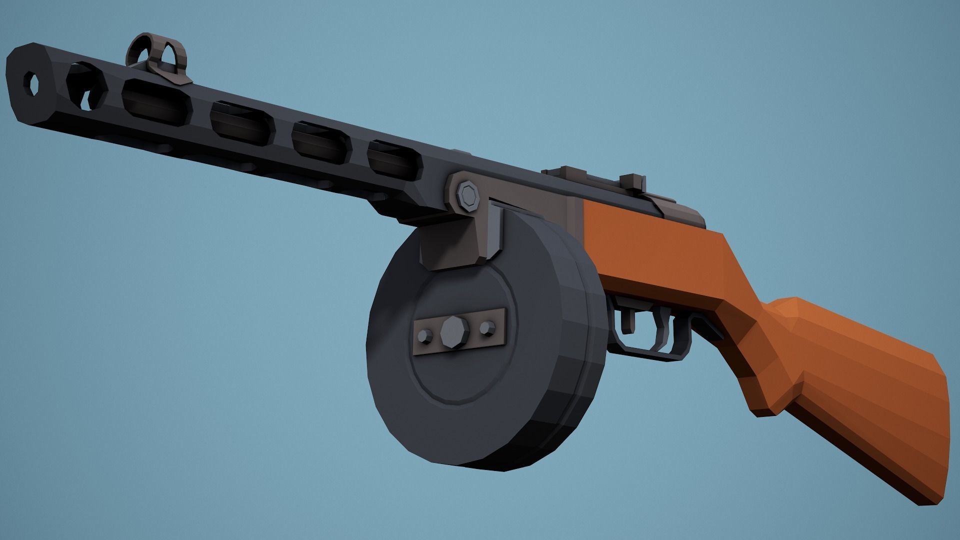 Stylized Ppsh-41 SMG Low Poly Game Ready Low-poly 3D model_4