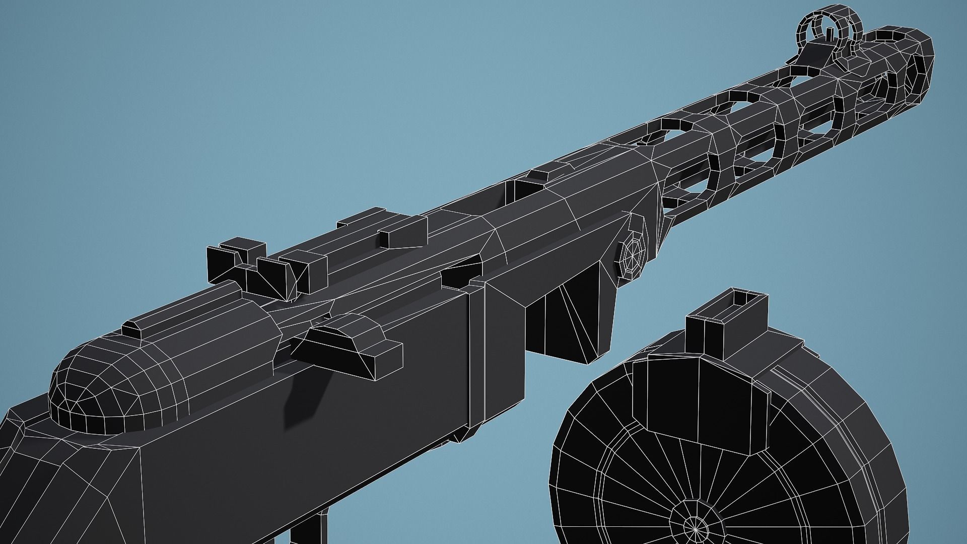 Stylized Ppsh-41 SMG Low Poly Game Ready Low-poly 3D model_16