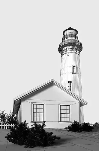 Old Lighthouse With Birds