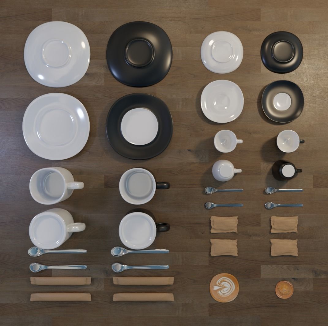 Coffee Cup and Latte Mug Free 3D model_8