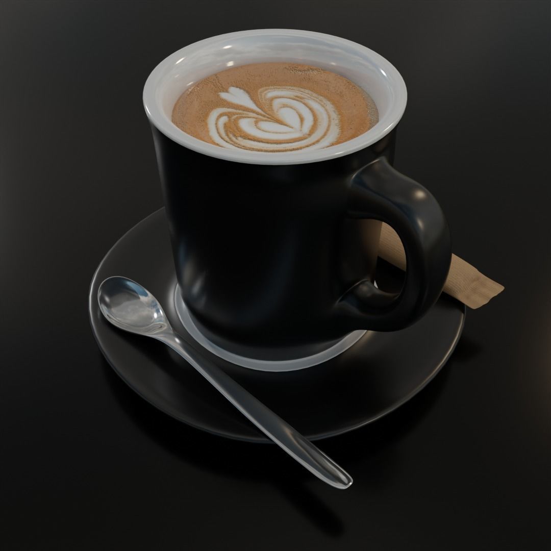 Coffee Cup and Latte Mug Free 3D model_6
