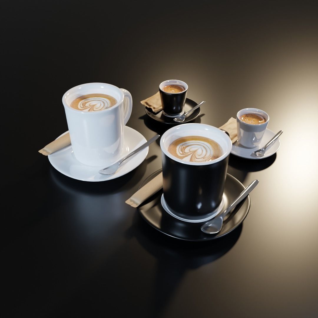 Coffee Cup and Latte Mug Free 3D model_1