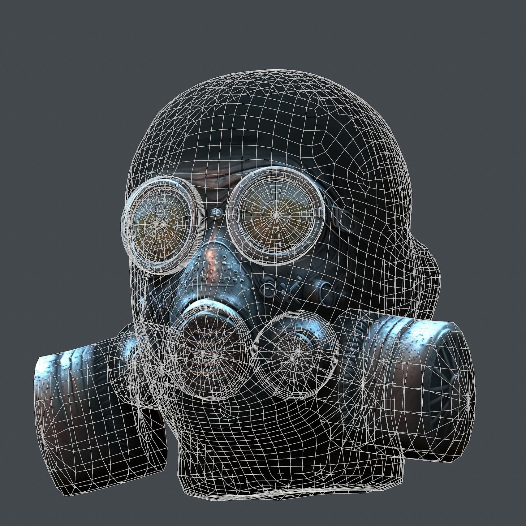 Gas mask protection futuristic isolated equipment 3D model Low-poly 3D model_6