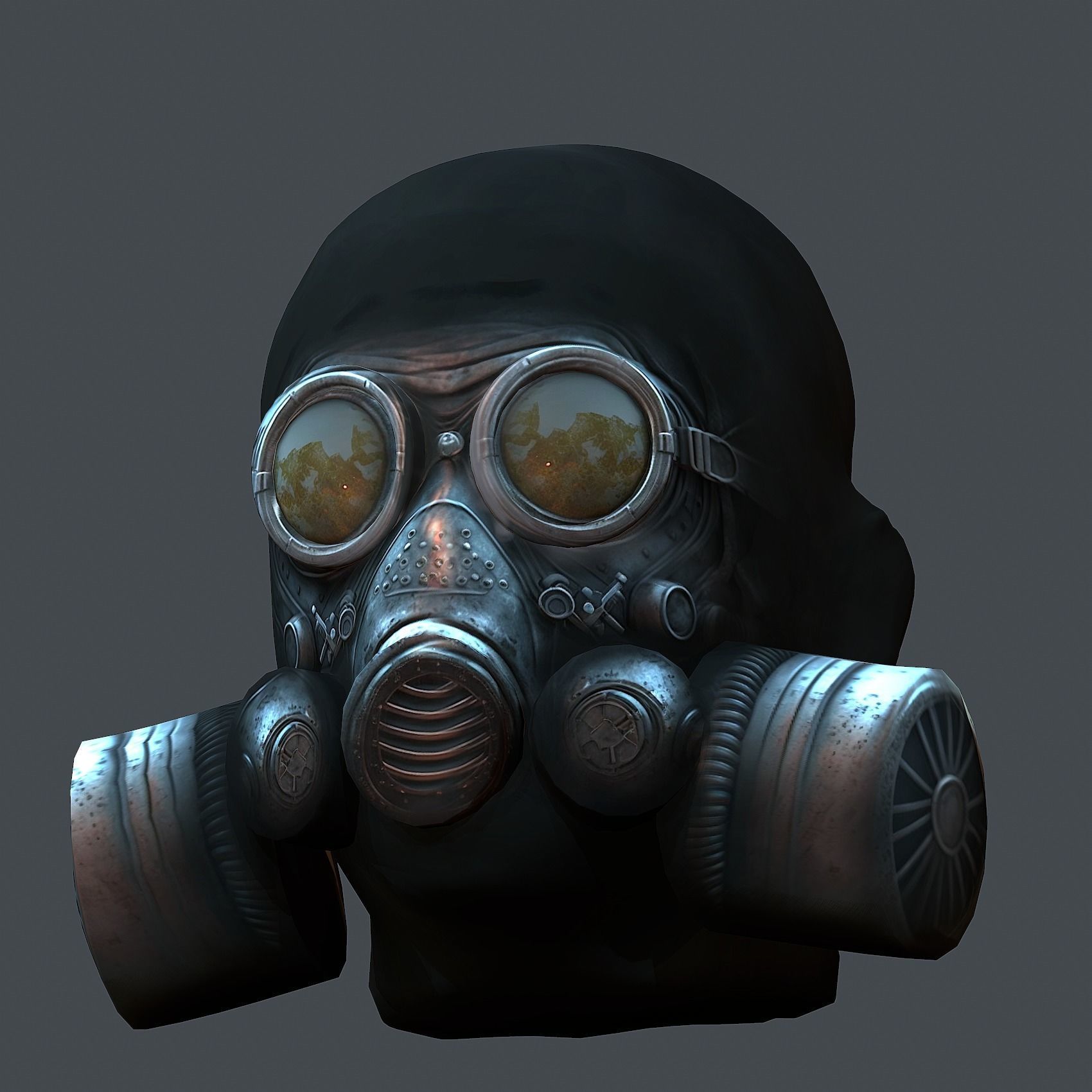 Gas mask protection futuristic isolated equipment 3D model Low-poly 3D model_1