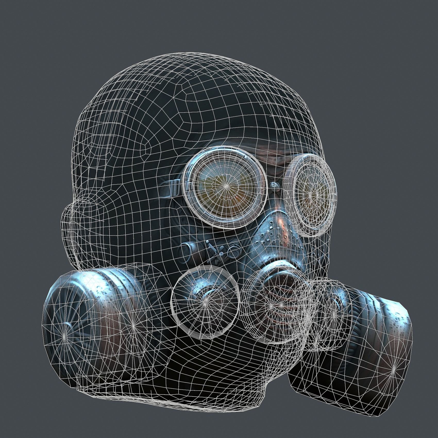 Gas mask protection futuristic isolated equipment 3D model Low-poly 3D model_7
