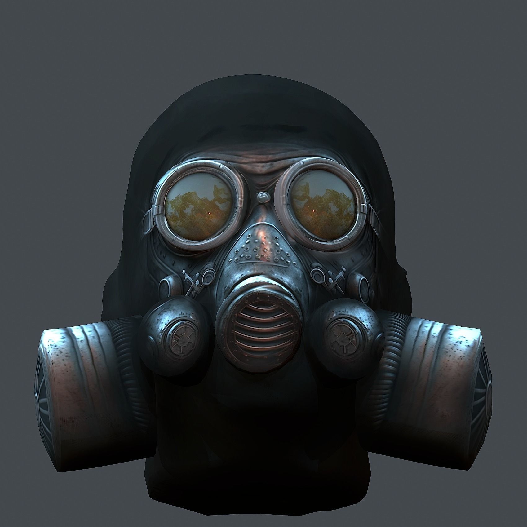 Gas mask protection futuristic isolated equipment 3D model Low-poly 3D model_3