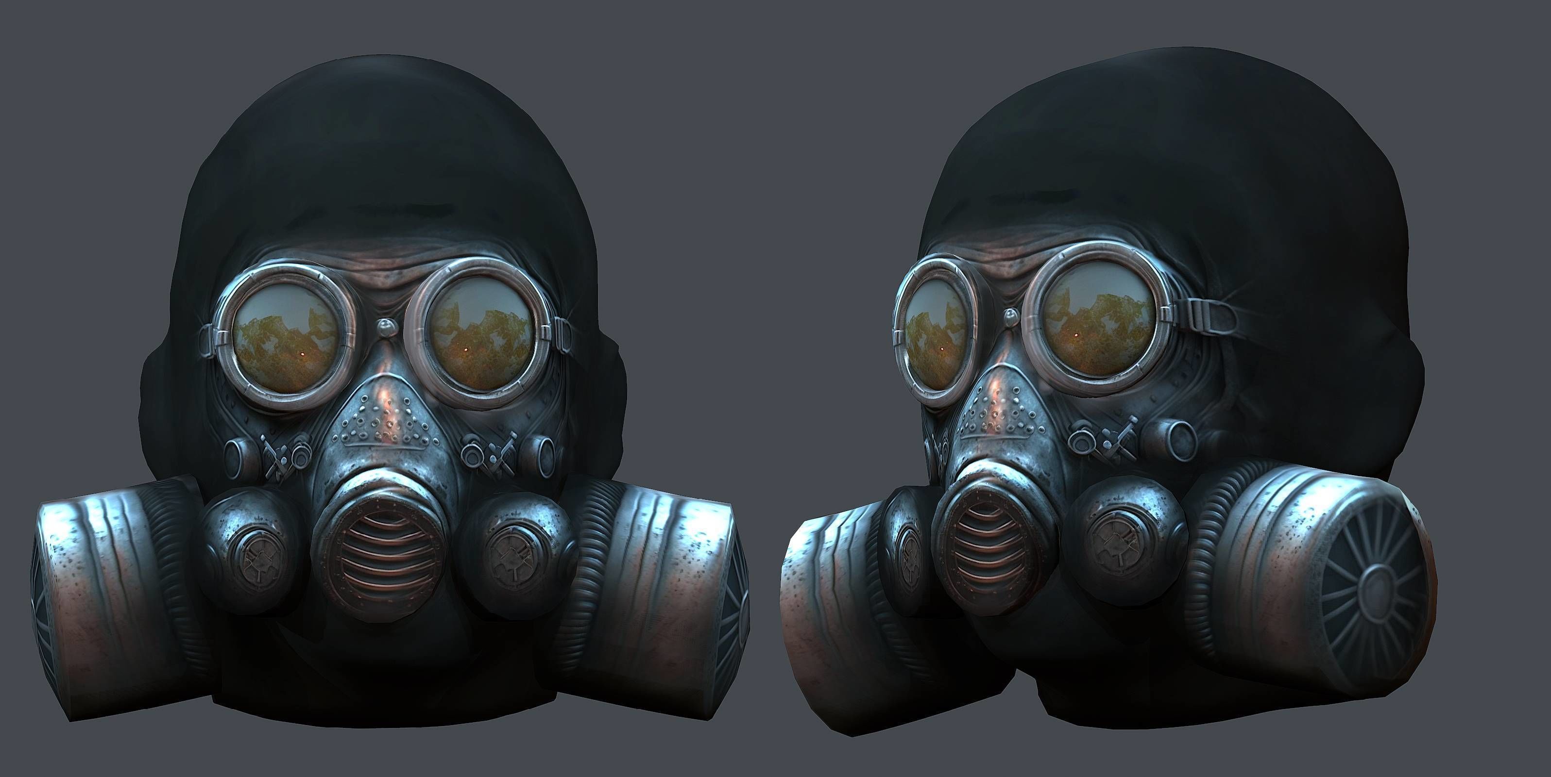 Gas mask protection futuristic isolated equipment 3D model Low-poly 3D model_2