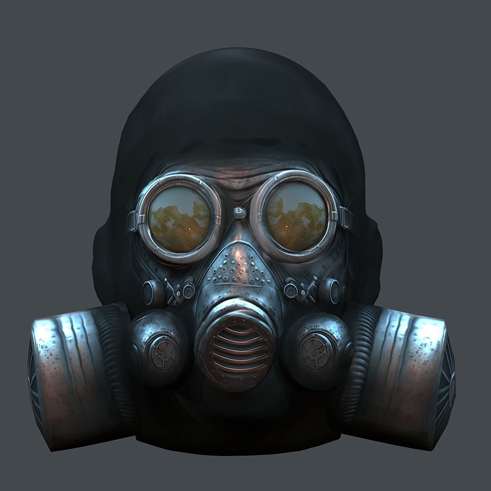 Gas mask protection futuristic isolated equipment 3D model Low-poly 3D model_10