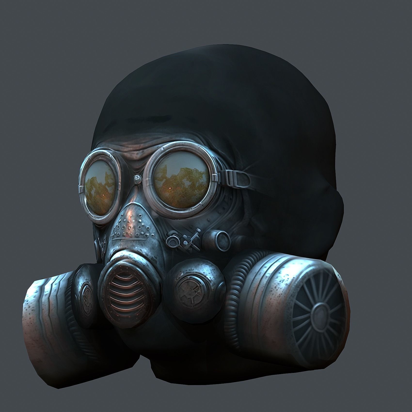 Gas mask protection futuristic isolated equipment 3D model Low-poly 3D model_9