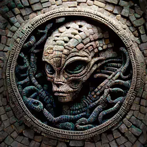 3D alien snake mosaic with materials and textures Low-poly 3D model