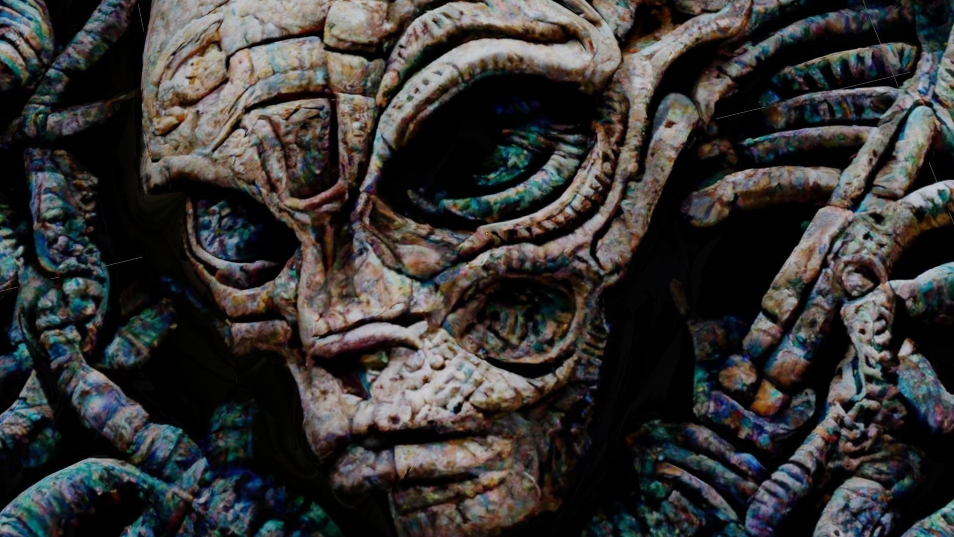 3D alien snake mosaic with materials and textures Low-poly 3D model_7