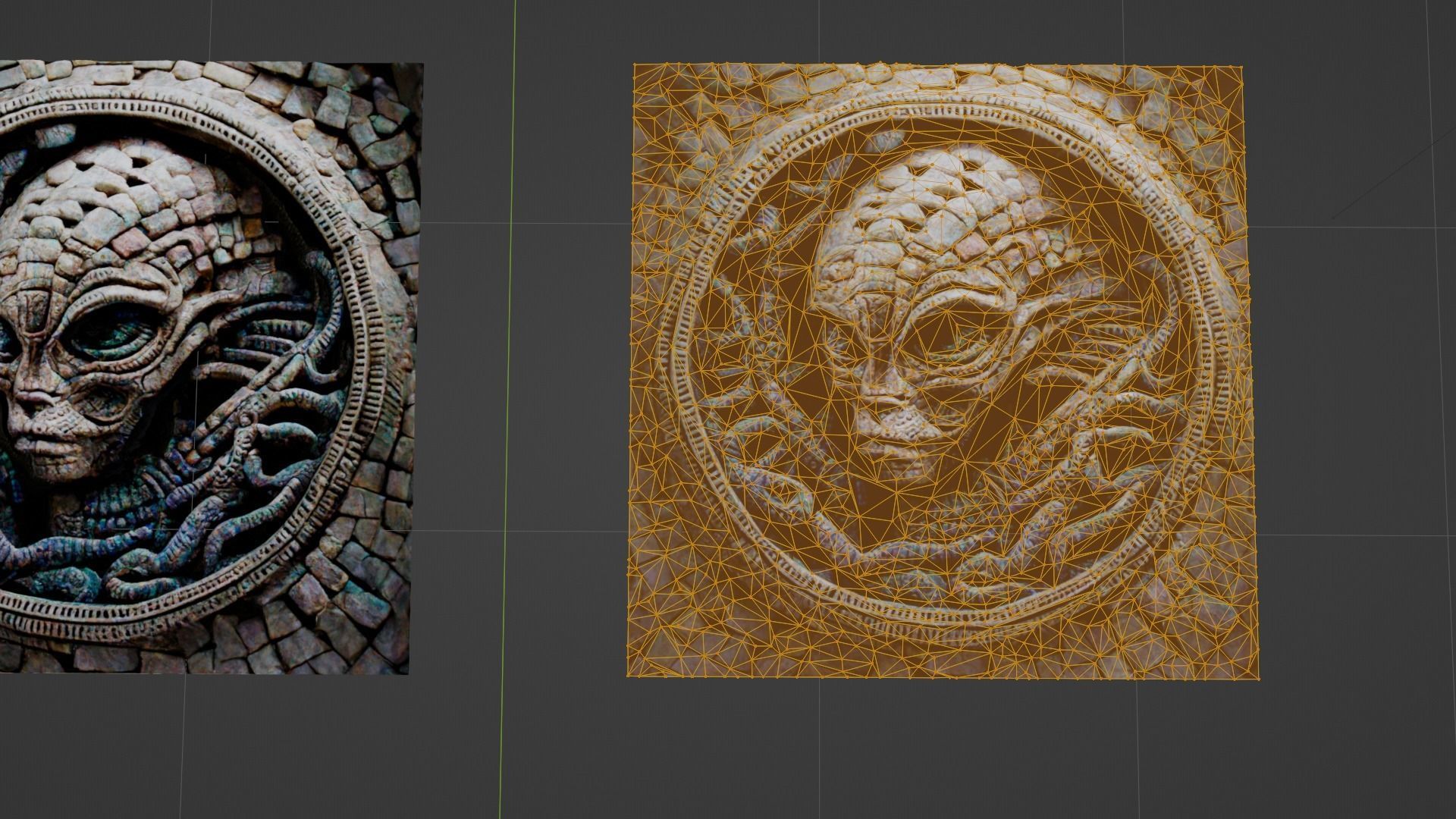 3D alien snake mosaic with materials and textures Low-poly 3D model_12
