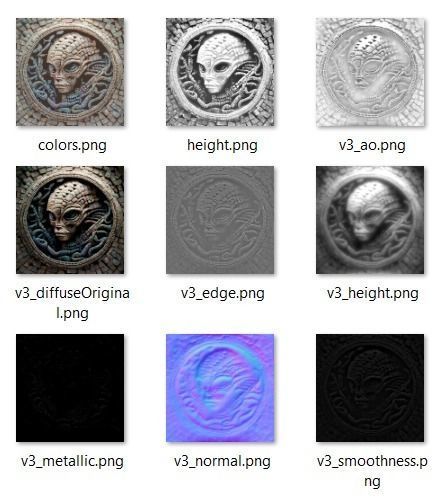 3D alien snake mosaic with materials and textures Low-poly 3D model_1