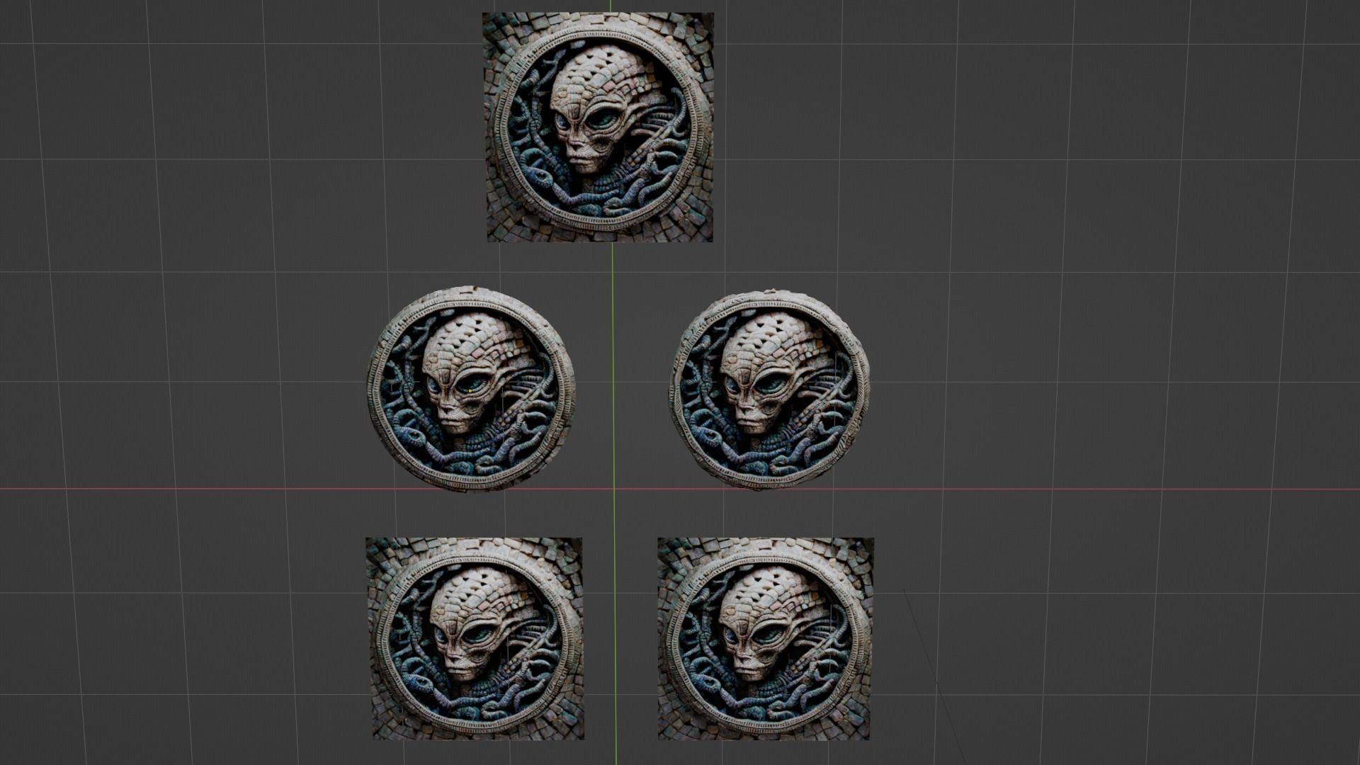 3D alien snake mosaic with materials and textures Low-poly 3D model_10