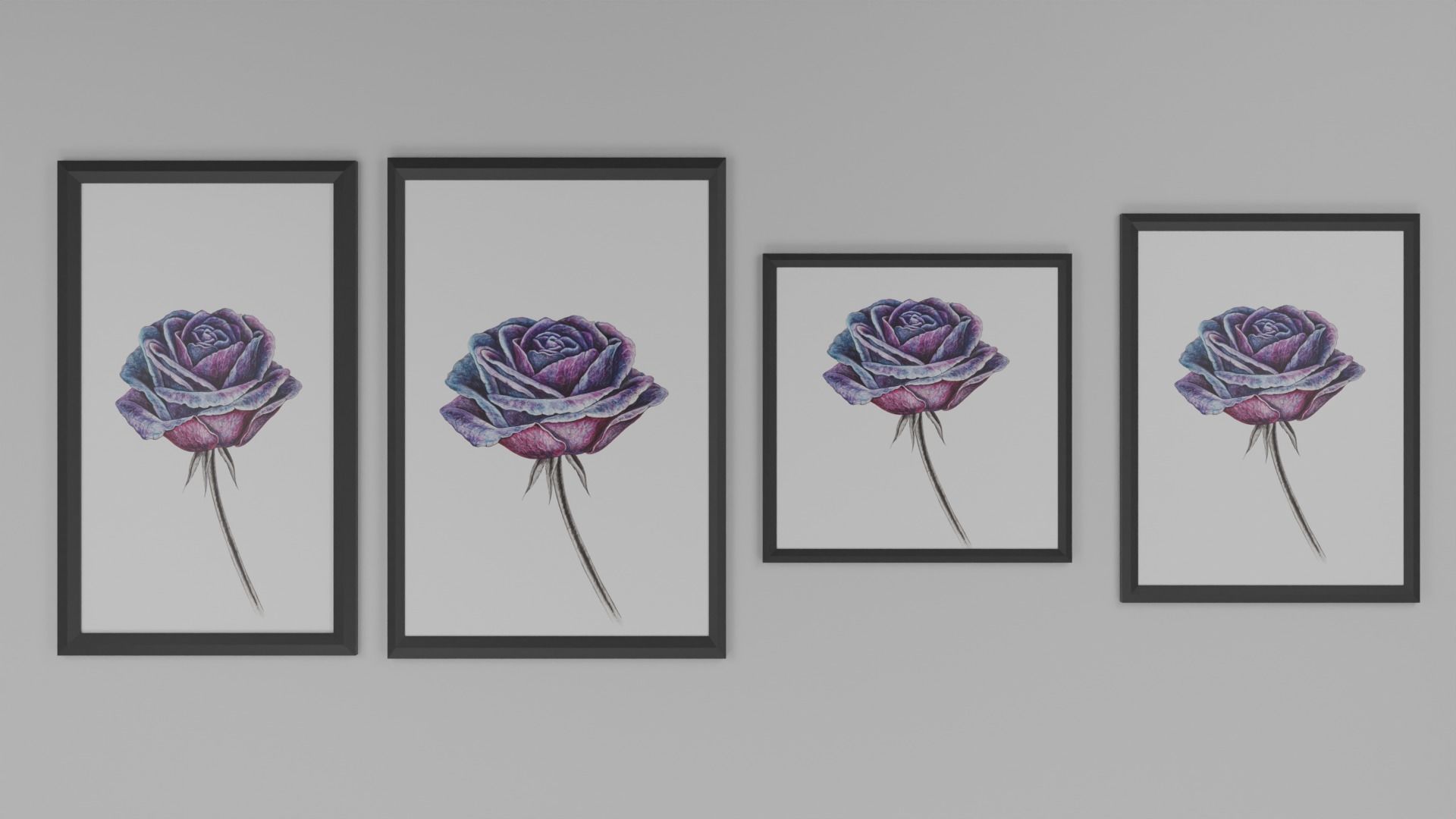 Mockup glass matte picture frames Low-poly 3D model_6