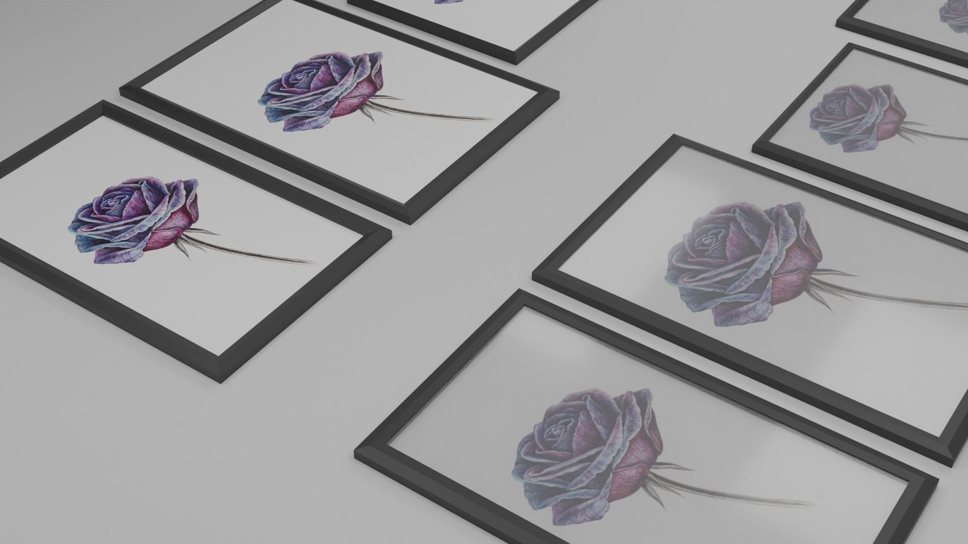 Mockup glass matte picture frames Low-poly 3D model_3