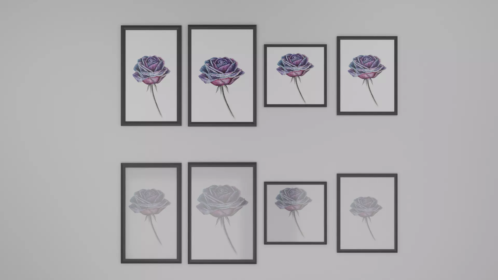 Mockup glass matte picture frames Low-poly 3D model_0