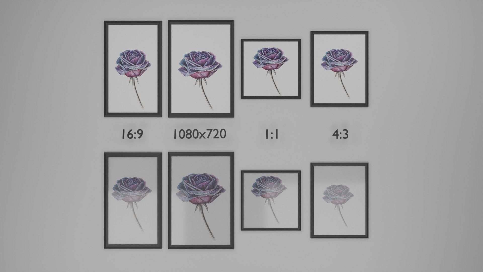 Mockup glass matte picture frames Low-poly 3D model_1