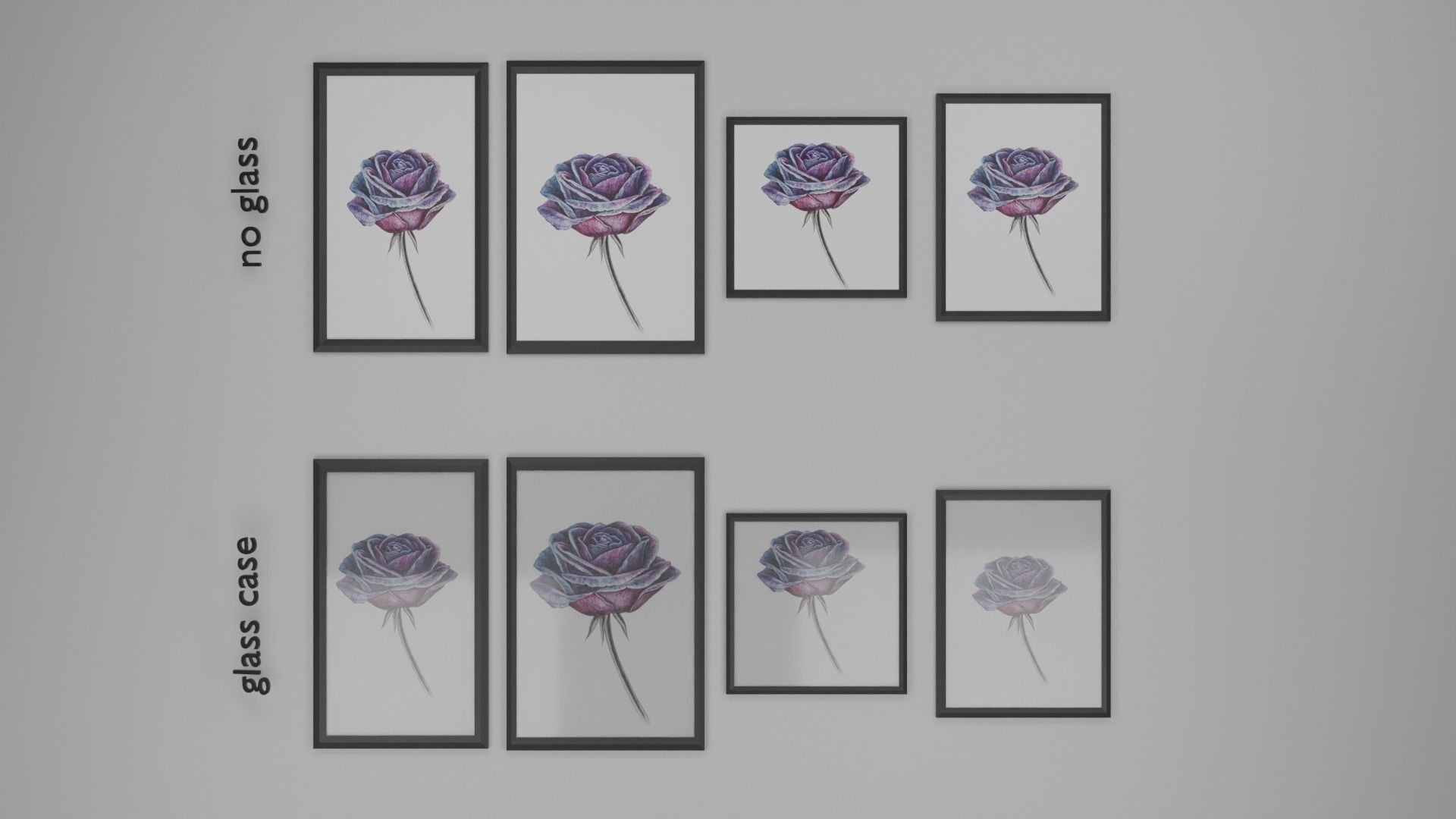 Mockup glass matte picture frames Low-poly 3D model_2