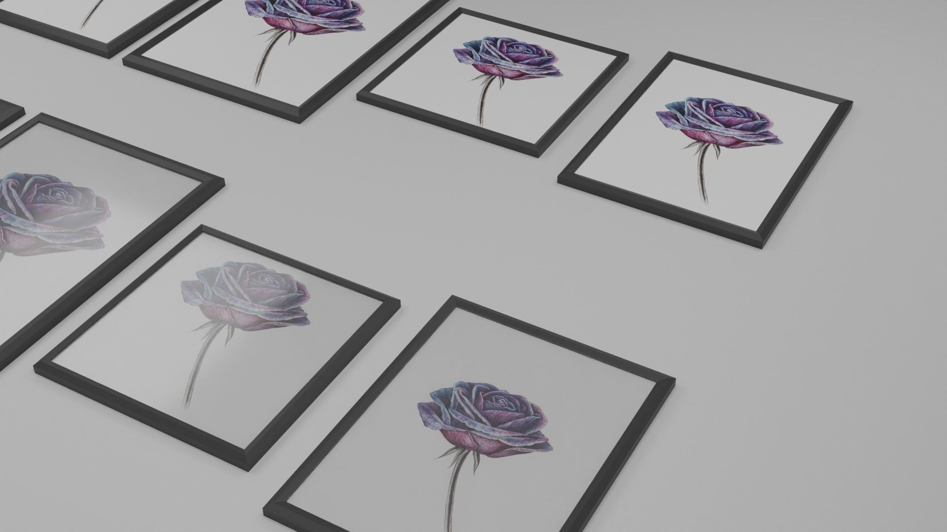 Mockup glass matte picture frames Low-poly 3D model_4