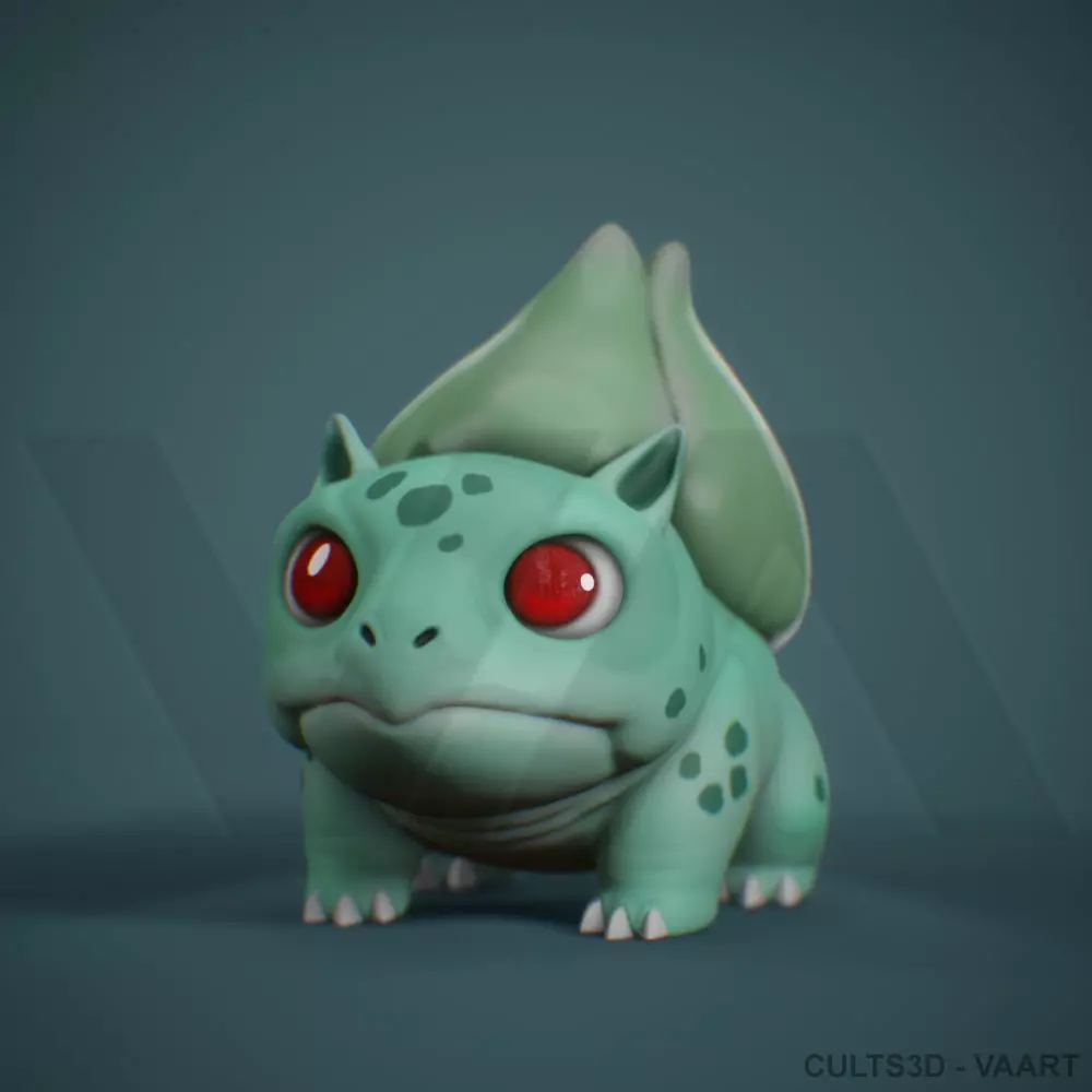 Bulbasaur pokemon with eyes 3D print model_0