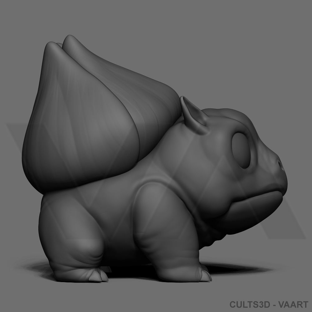 Bulbasaur pokemon with eyes 3D print model_2