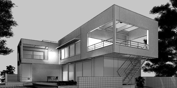 Evening Scene Of A Modern House 3D model_1