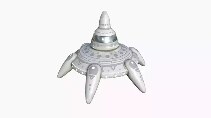 Alien Spaceship UFO G09 Full White - Sci Fi Spacecraft Design Low-poly 3D model