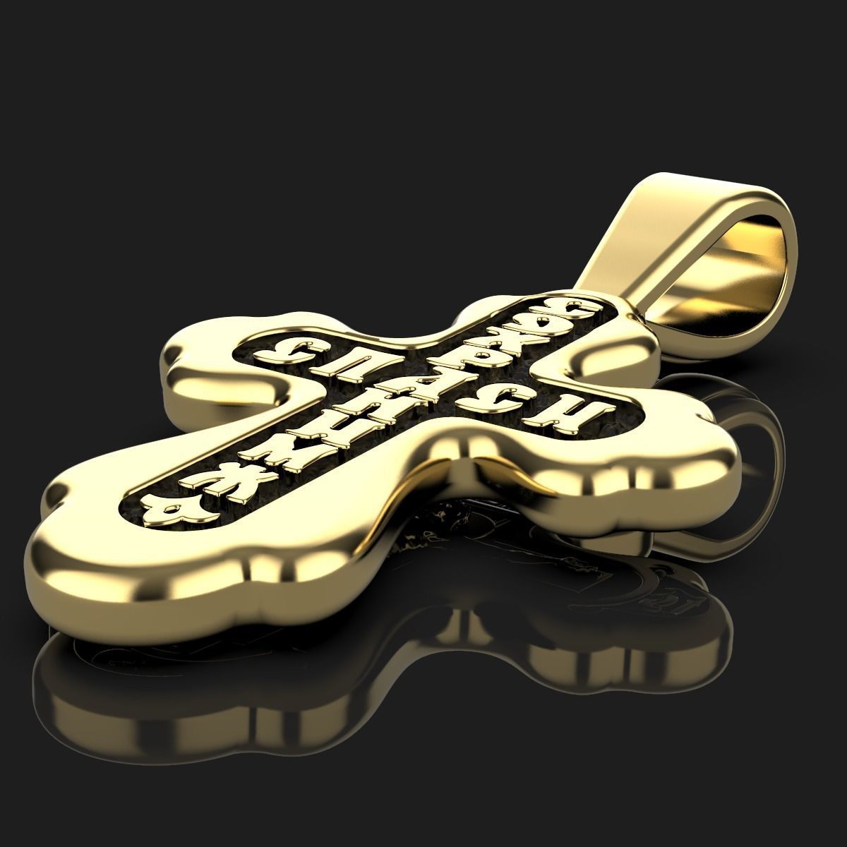 Cross gold crucifix pendant 3D print model_4