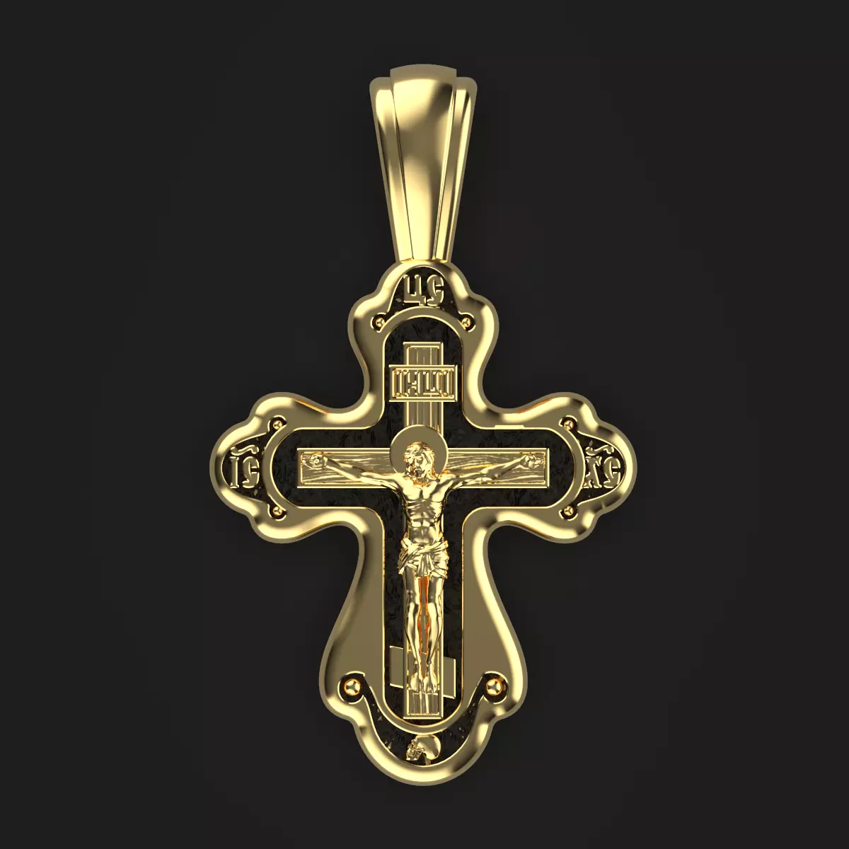 Cross gold crucifix pendant 3D print model_0