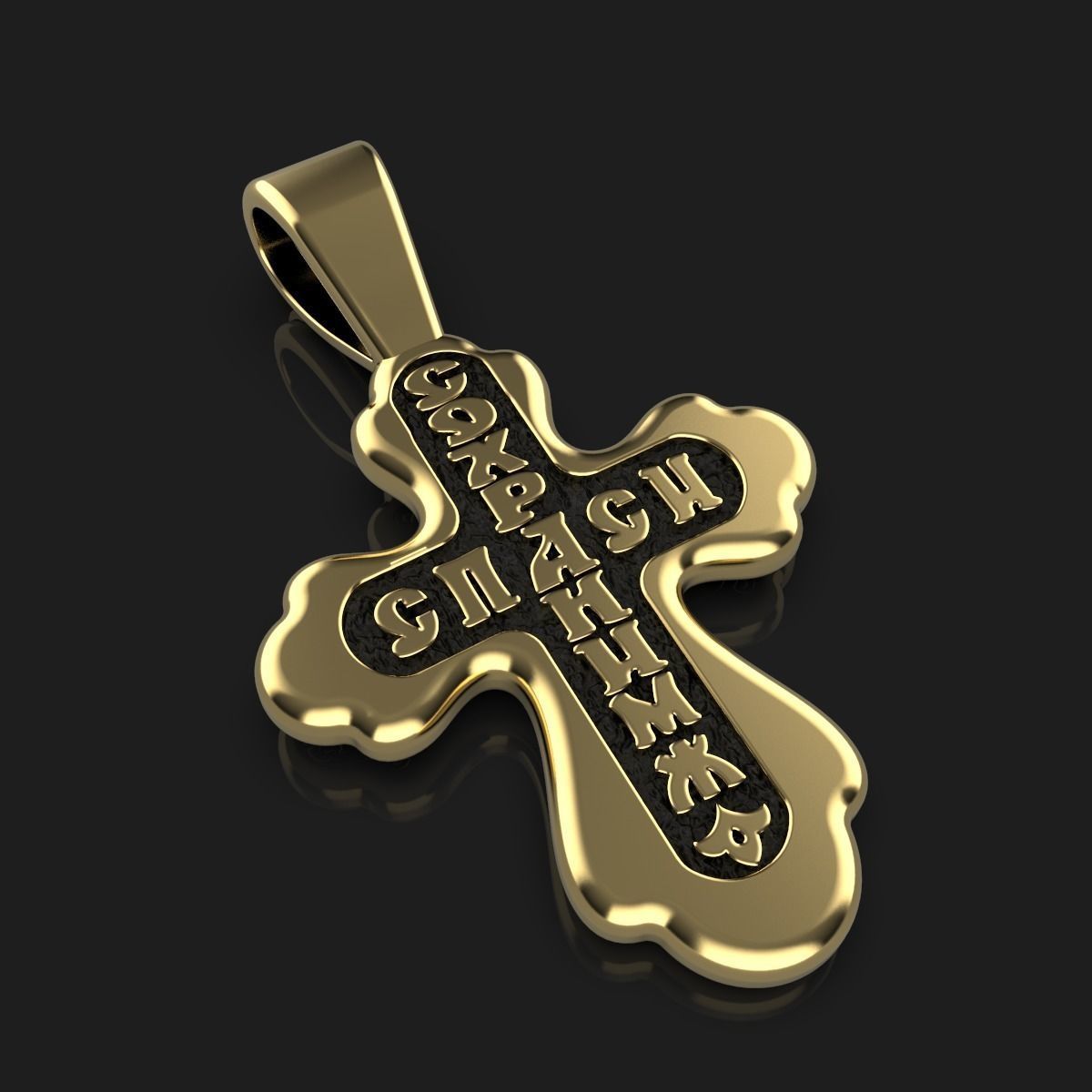 Cross gold crucifix pendant 3D print model_2
