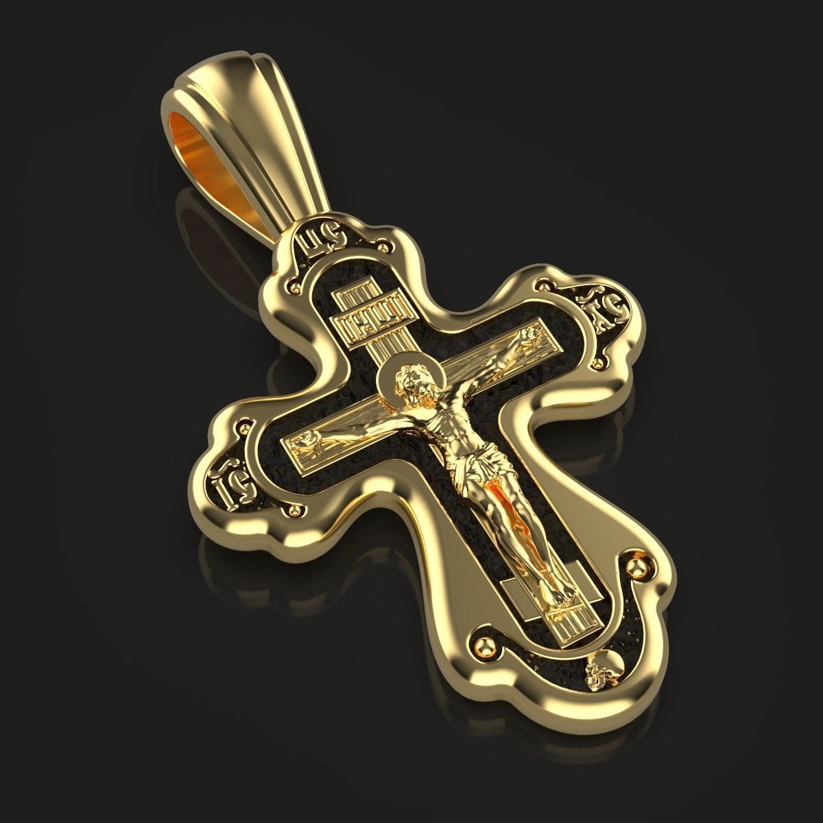 Cross gold crucifix pendant 3D print model_1