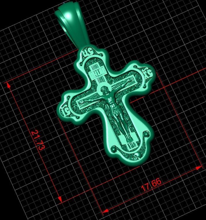 Cross gold crucifix pendant 3D print model_5