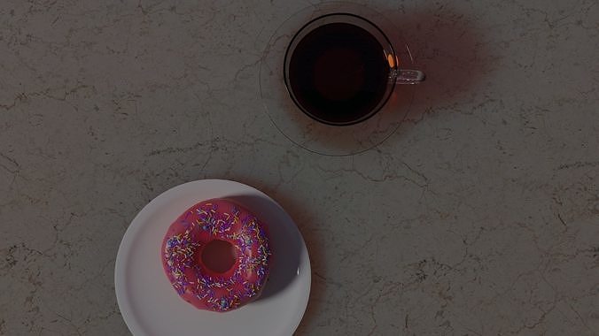 donut with cup of tea  3D model