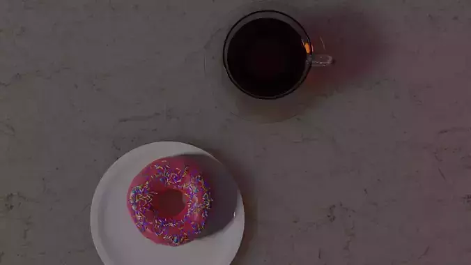 donut with cup of tea 