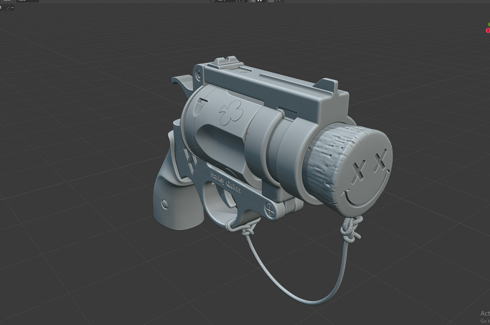 Harley Quinn Cork Pop Gun blender high model 3D model_7