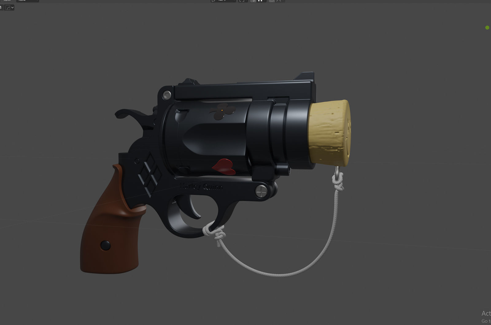 Harley Quinn Cork Pop Gun blender high model 3D model_10