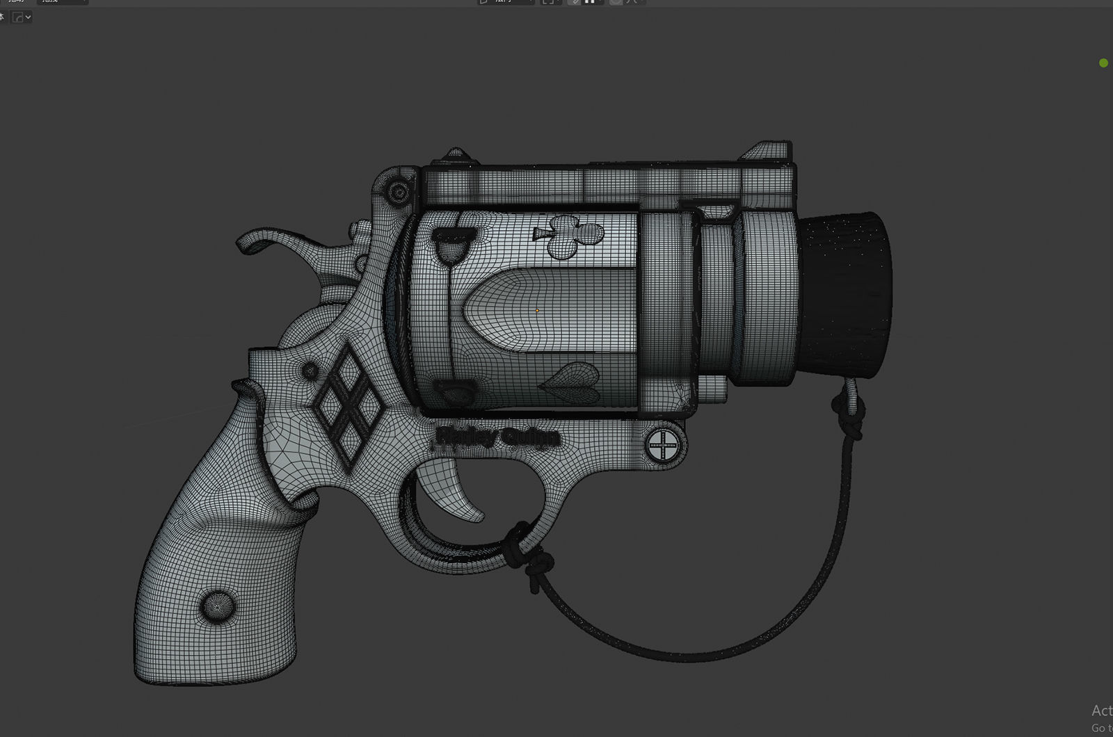 Harley Quinn Cork Pop Gun blender high model 3D model_6