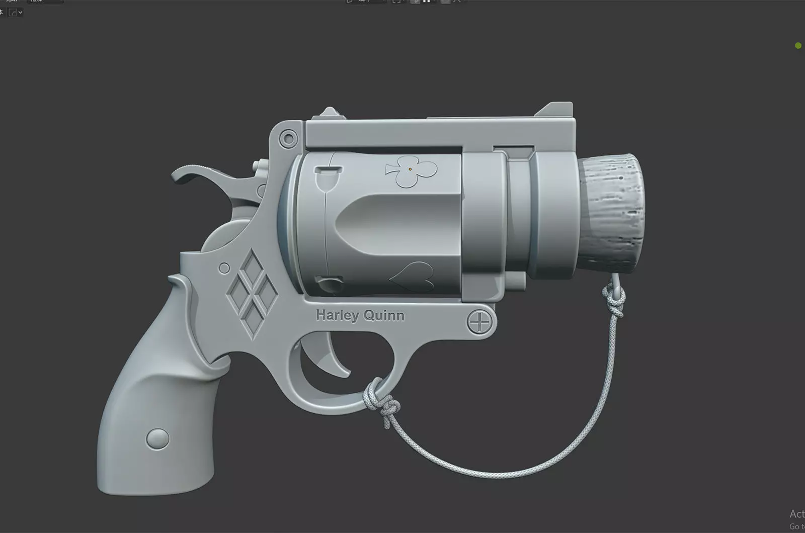 Harley Quinn Cork Pop Gun blender high model 3D model_0