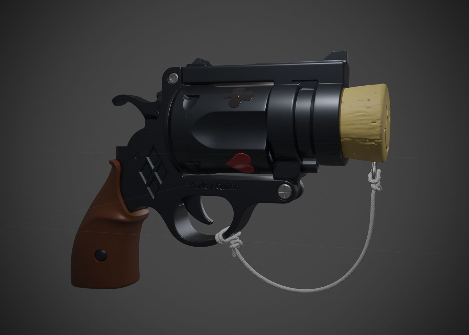 Harley Quinn Cork Pop Gun blender high model 3D model_2
