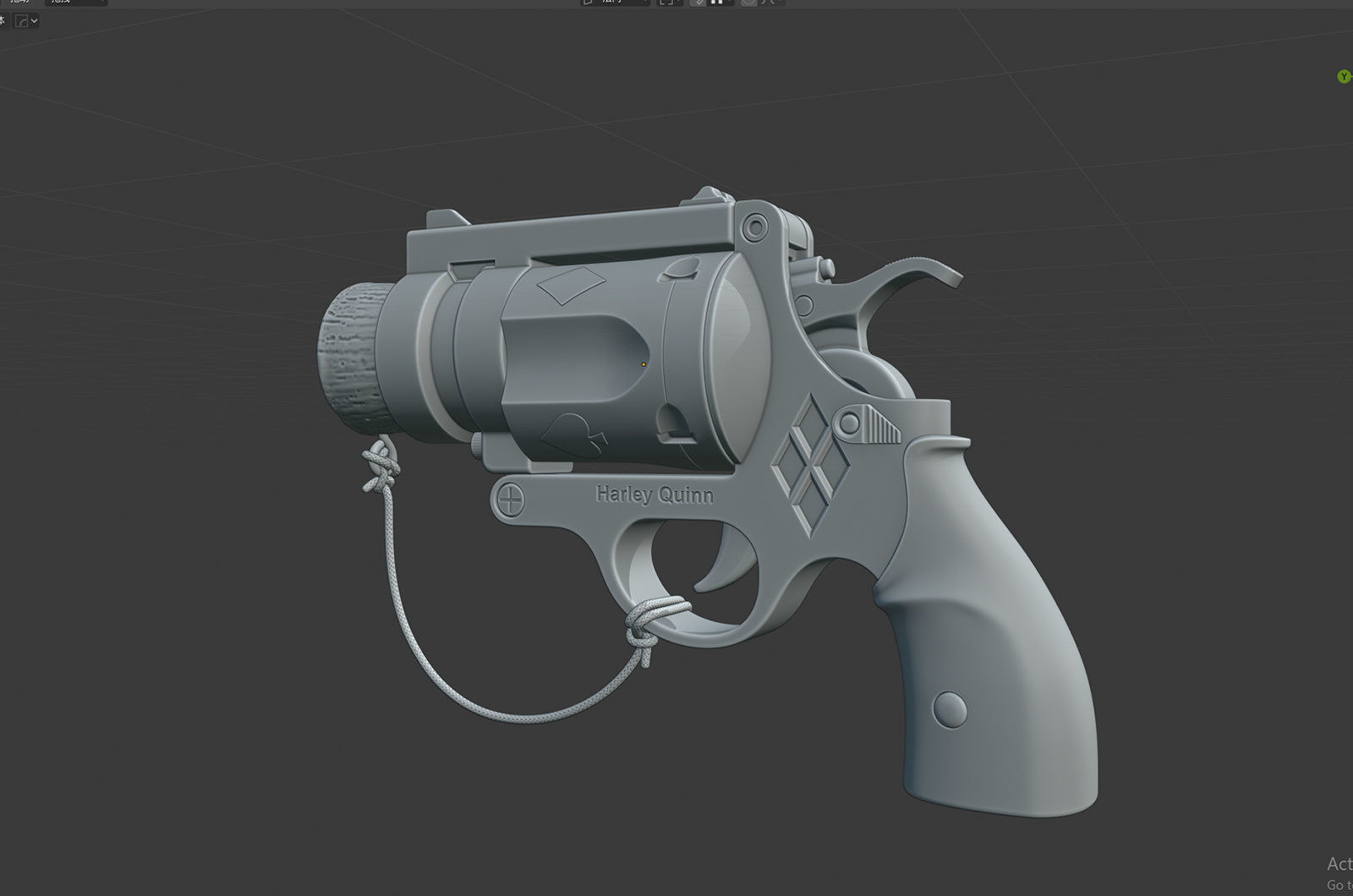 Harley Quinn Cork Pop Gun blender high model 3D model_8