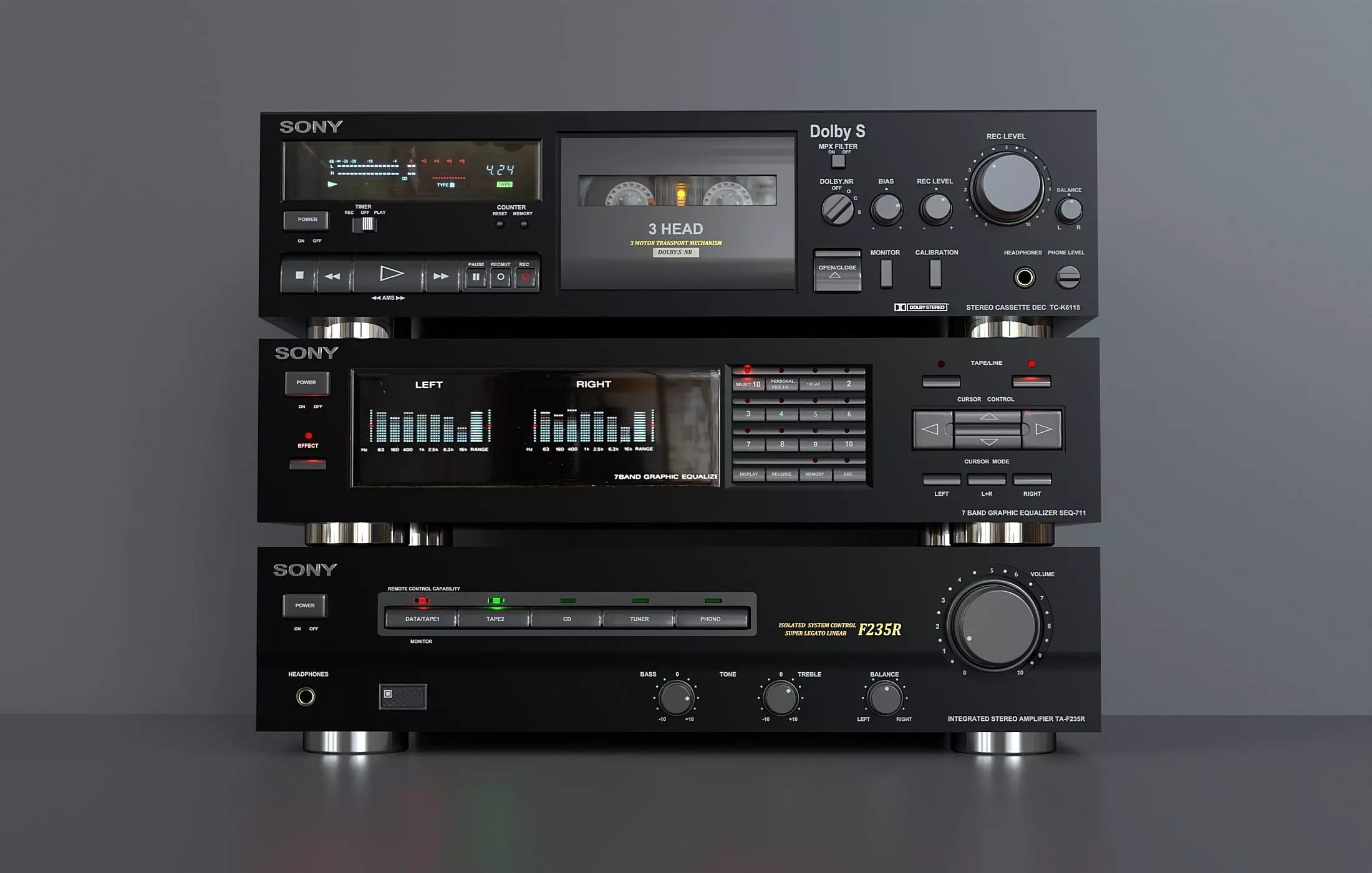 Vintage blocky Sony audio center 3D model