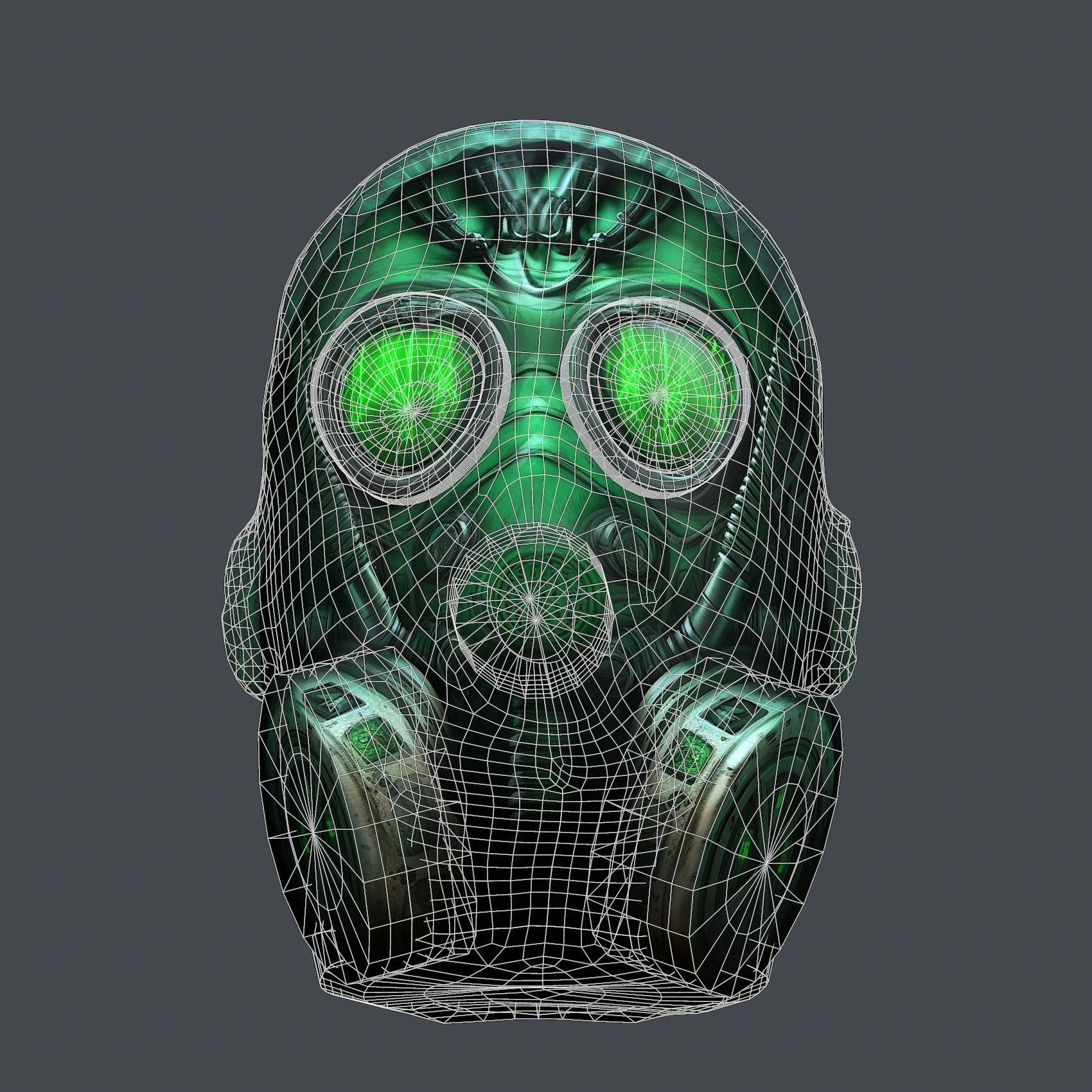 Gas mask helmet 3d model military combat fantasy cyborg Low-poly 3D model_8