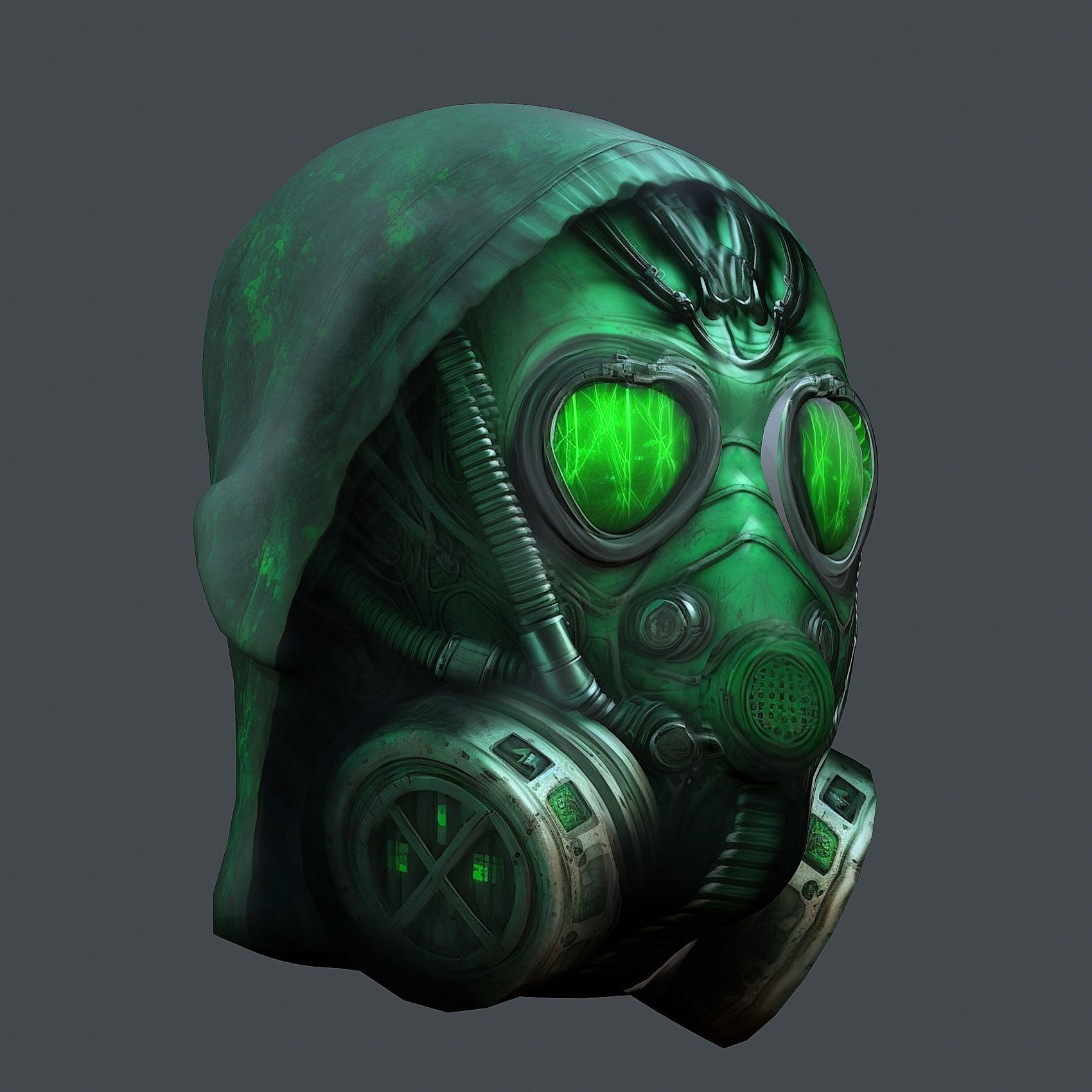 Gas mask helmet 3d model military combat fantasy cyborg Low-poly 3D model_2