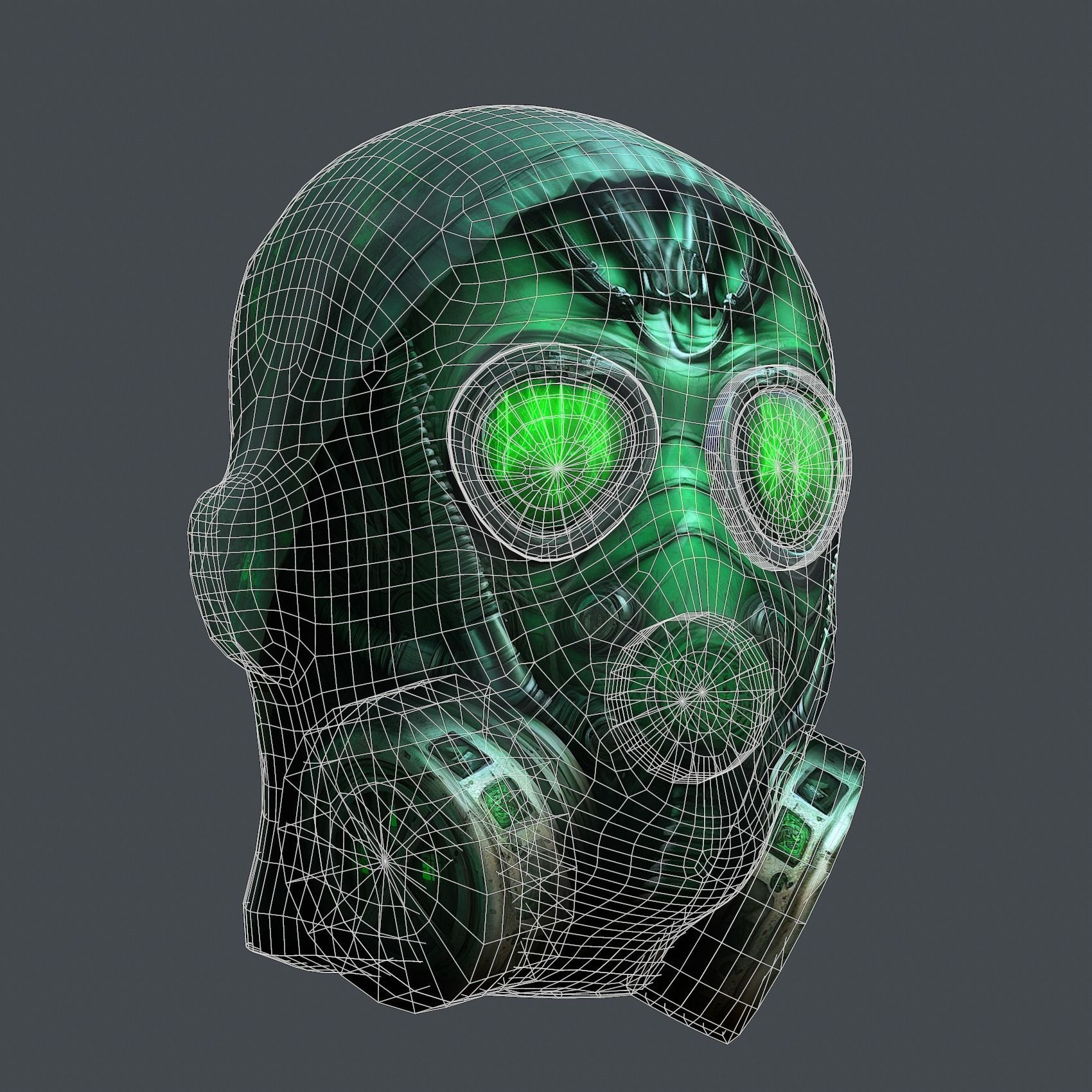 Gas mask helmet 3d model military combat fantasy cyborg Low-poly 3D model_9