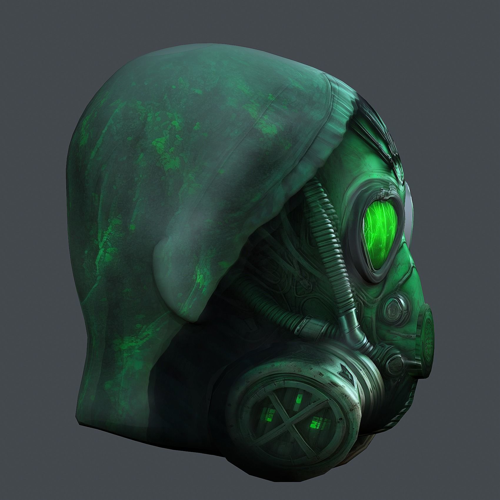 Gas mask helmet 3d model military combat fantasy cyborg Low-poly 3D model_5