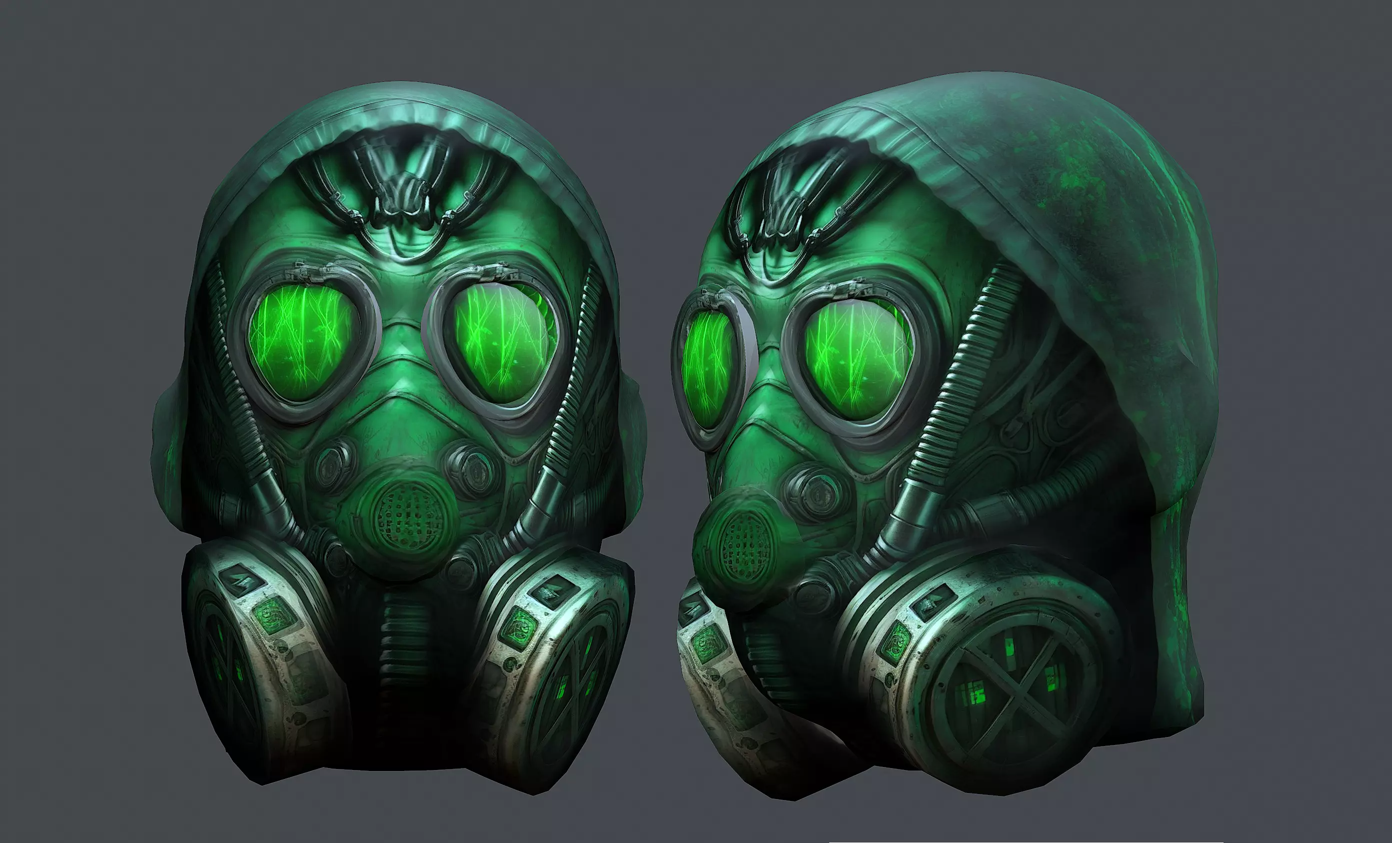 Gas mask helmet 3d model military combat fantasy cyborg Low-poly 3D model_0