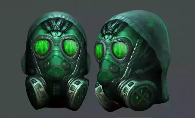 Gas mask helmet 3d model military combat fantasy cyborg