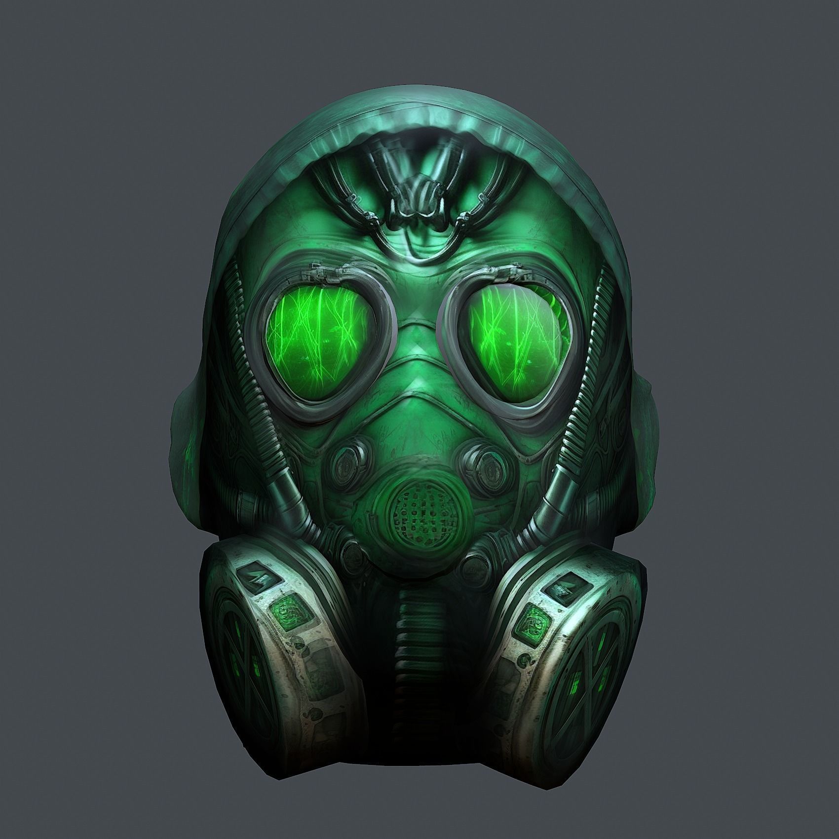Gas mask helmet 3d model military combat fantasy cyborg Low-poly 3D model_1